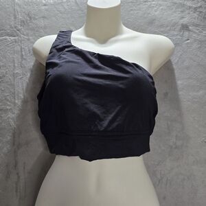 Holipick Bikini Top Swimsuit Size Large Black One Shoulder Wide Strap Padded Bra